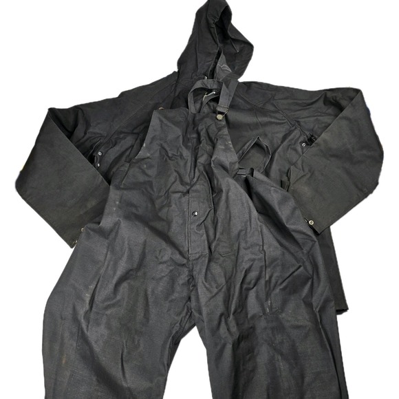 Vintage Japan Made Rain Gear Set Hooded Jacket & Bib Overalls Mens Medium‎